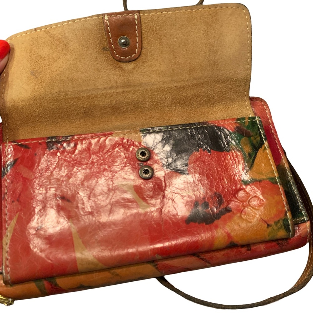 Patricia Nash Red Floral Crossbody Purse Leather Shoulder Bag Boho Art To Wear - Picture 6 of 7
